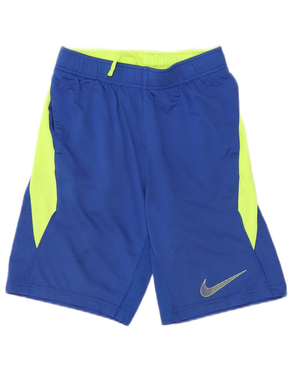 Shorts esportivos Nike Boys Dri Fit 8-9 anos pequeno azul colorblock poliéster