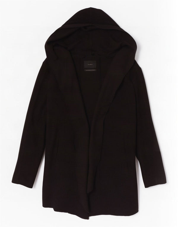 Suéter masculino Zara Longline com capuz aberto cardigã médio preto