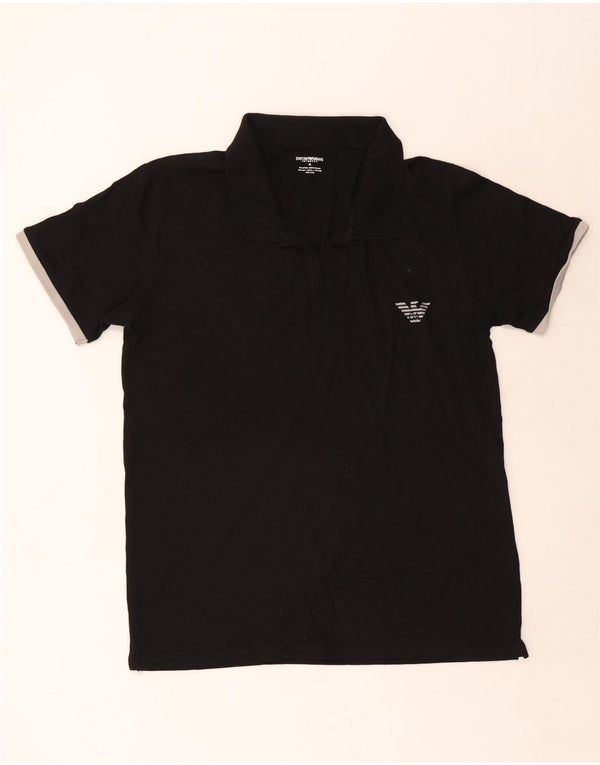Emporio Armani Mens Polo Shirt IT 54 XL Black Colourblock Cotton