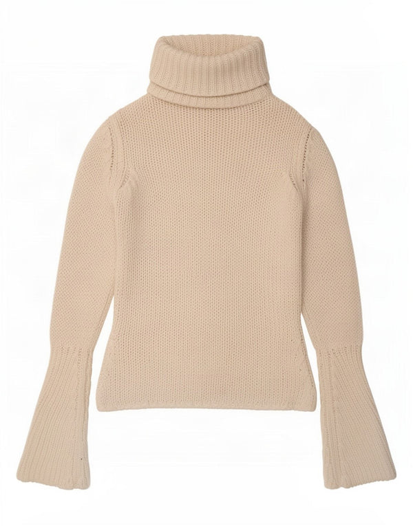 Suéter feminino Zara com gola redonda e algodão branco médio UK 12
