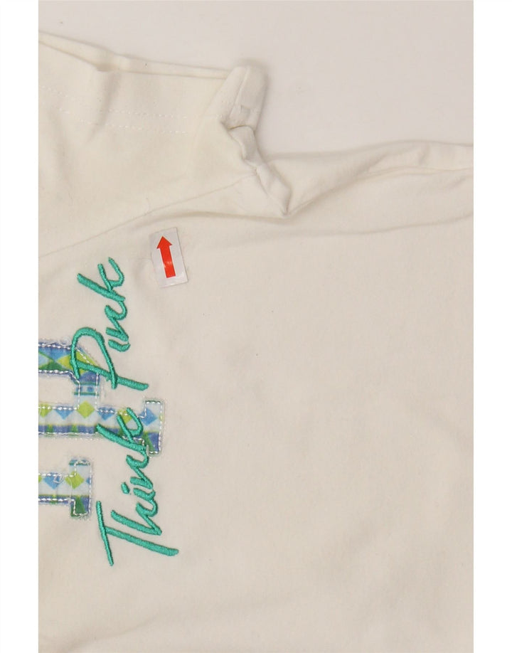 Camisa polo feminina gráfica THINK PINK Reino Unido 8 algodão branco pequeno