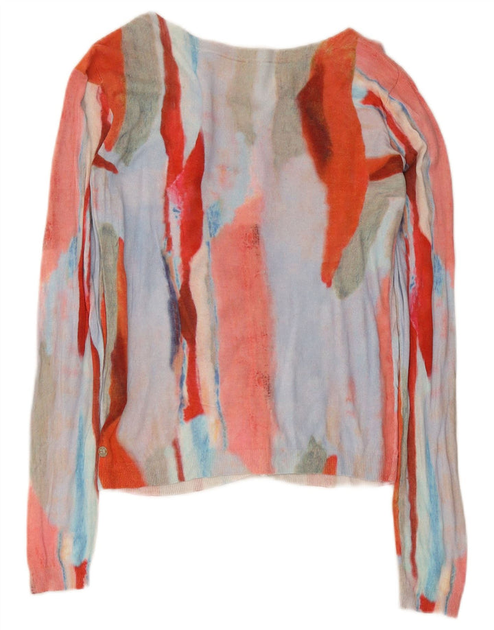 Suéter cardigã feminino Hugo Boss com padrão abstrato Reino Unido 10 pequeno multicolorido