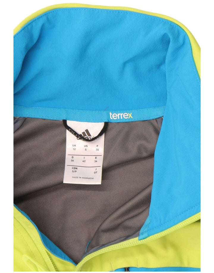 Adidas Womens Terrex Tracksuit Top Jacket UK 10 Pequeno Verde Colourblock
