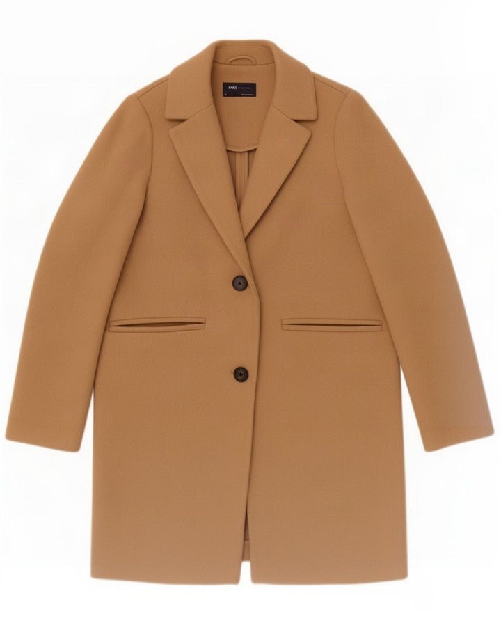 Sobretudo feminino Marks & Spencer UK 12 poliéster marrom médio