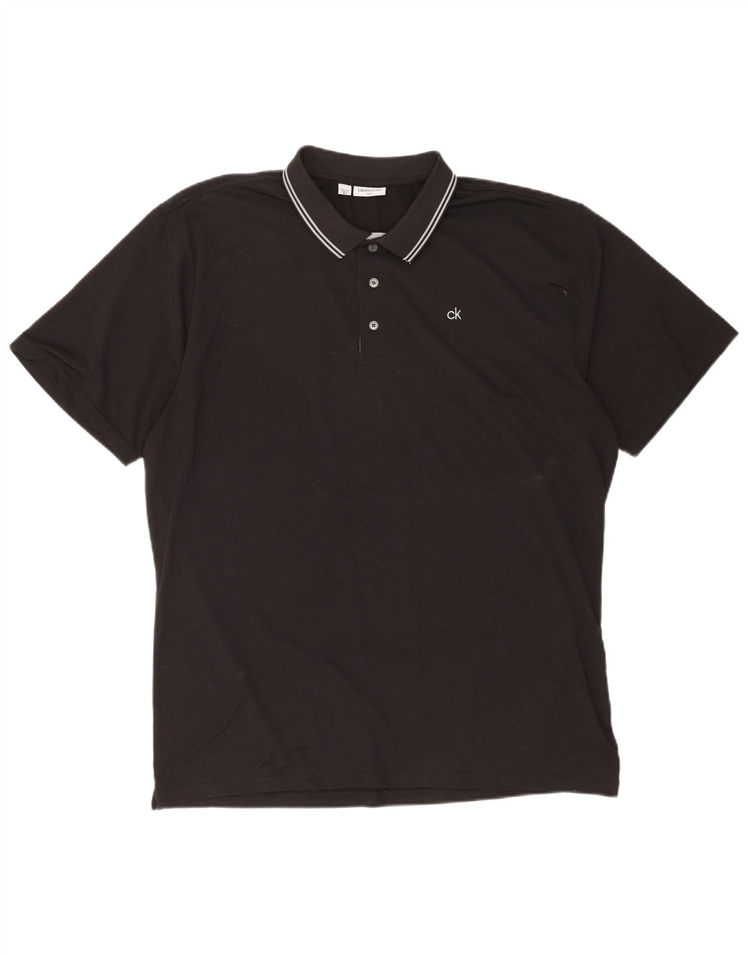 Camisa polo masculina Calvin Klein 2XL poliéster listrado preto