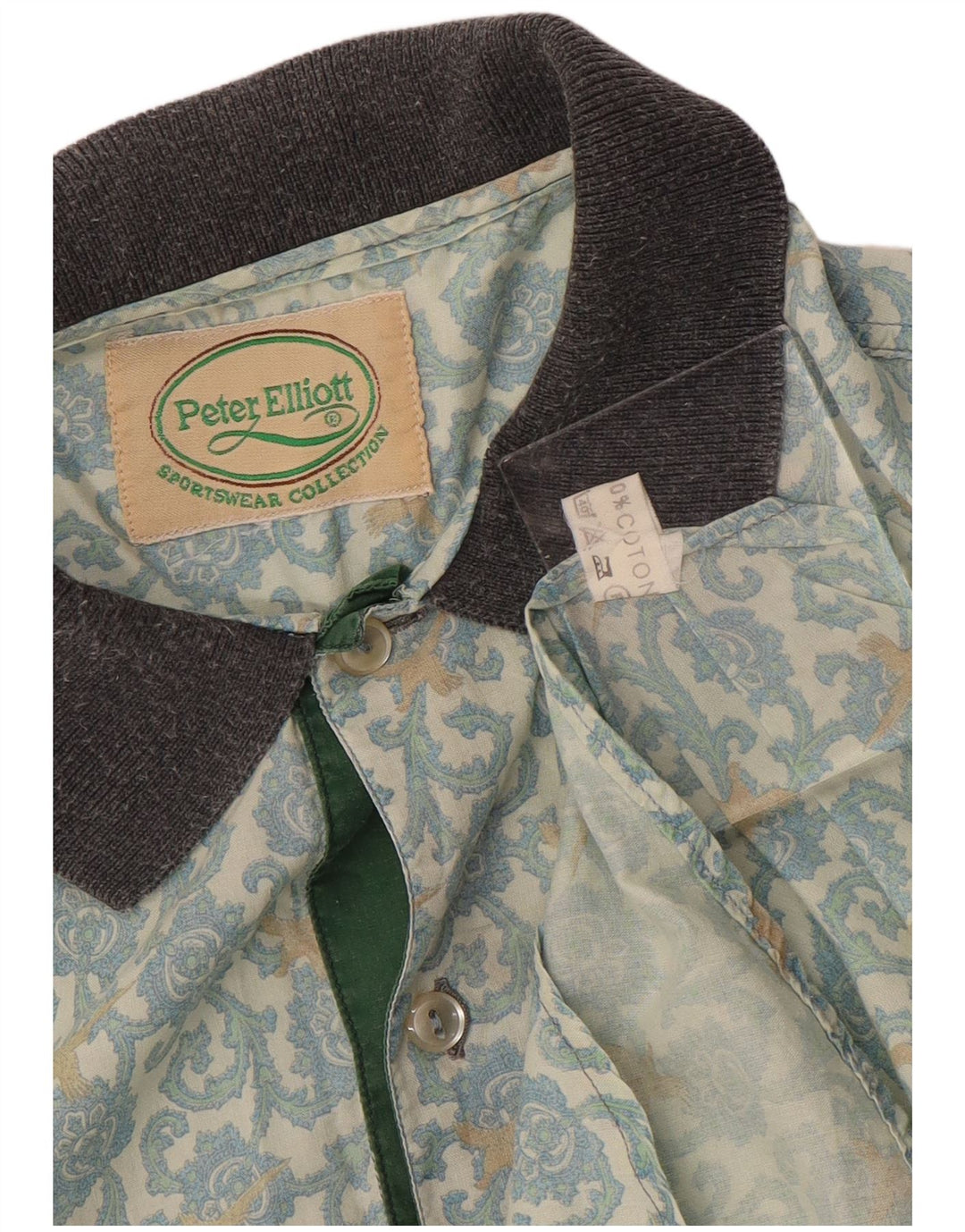 Camisa pulôver masculina de manga curta Peter Elliot algodão floral azul médio