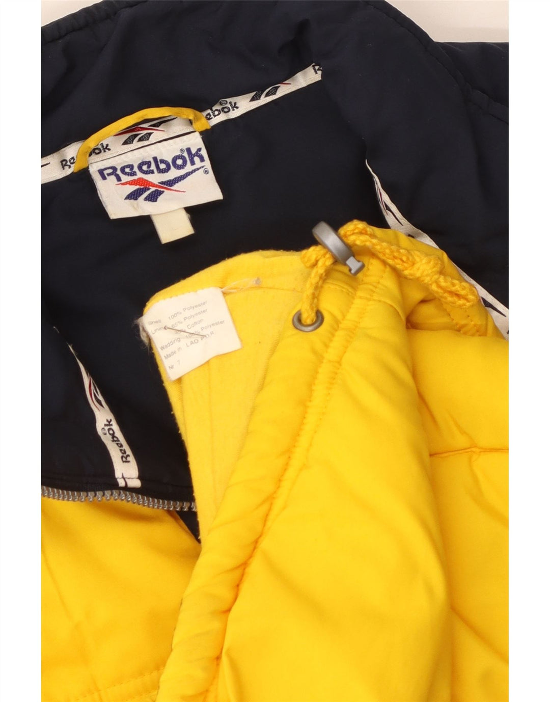 Colete acolchoado masculino Reebok UK 40 grande poliéster amarelo colorblock