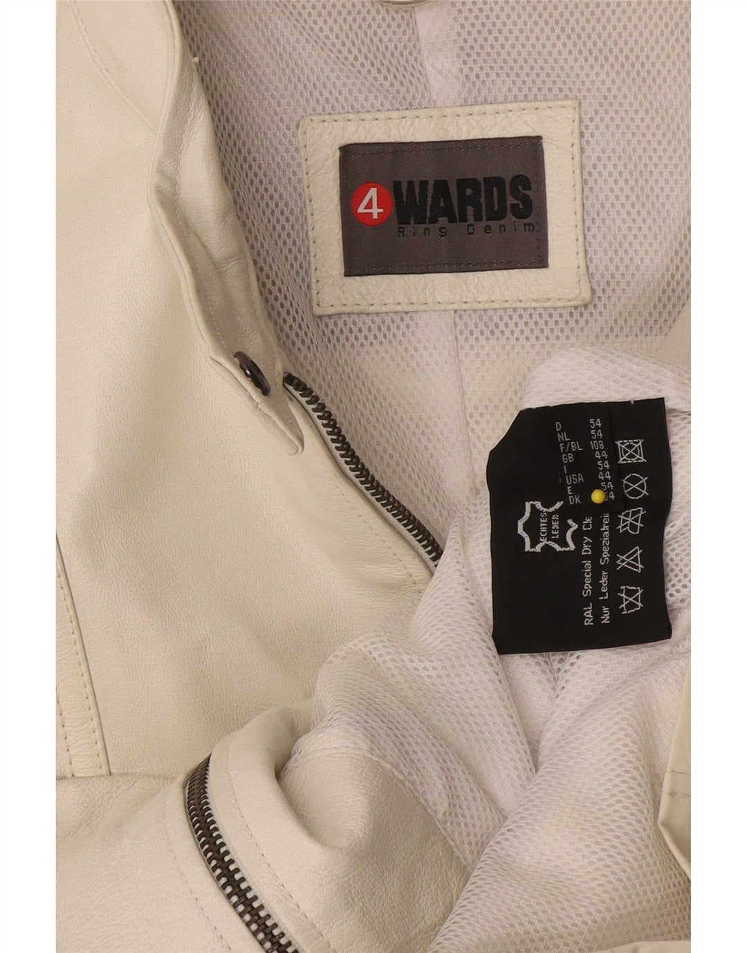 Jaqueta de couro superdimensionada feminina vintage IT 44 couro branco médio