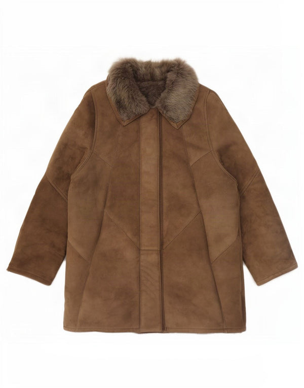Jaqueta feminina vintage Shearling EU 46 XL marrom