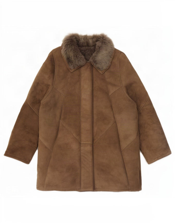 Jaqueta feminina vintage Shearling EU 46 XL marrom