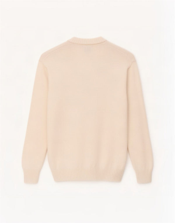 Suéter masculino Zara com gola redonda e algodão branco pequeno