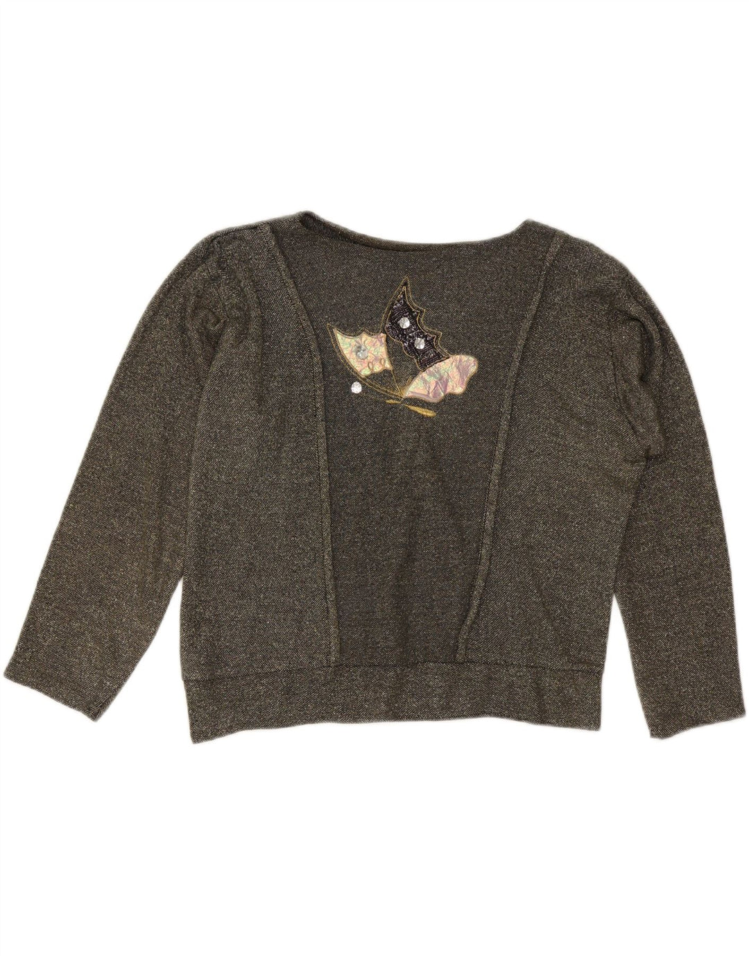 Suéter feminino VINTAGE com estampa oversized UK 10 pequeno cinza