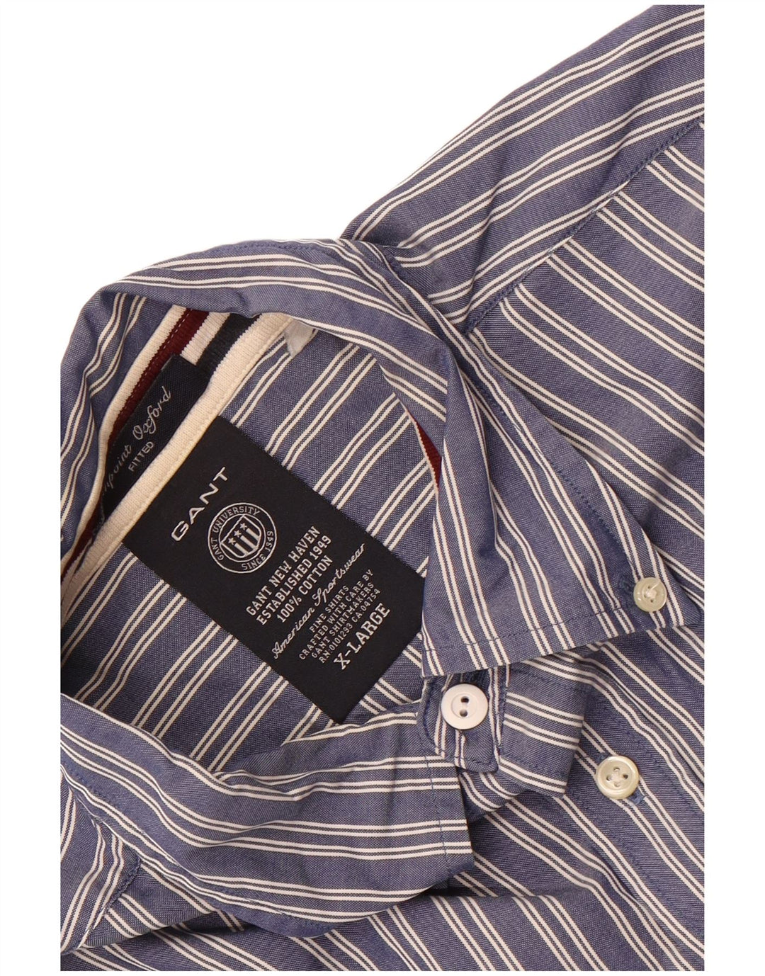 Camisa masculina Gant XL listrada de algodão azul marinho