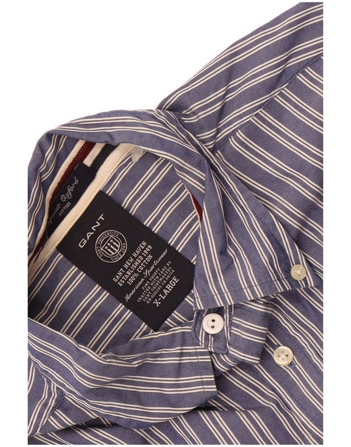 Camisa masculina Gant XL listrada de algodão azul marinho