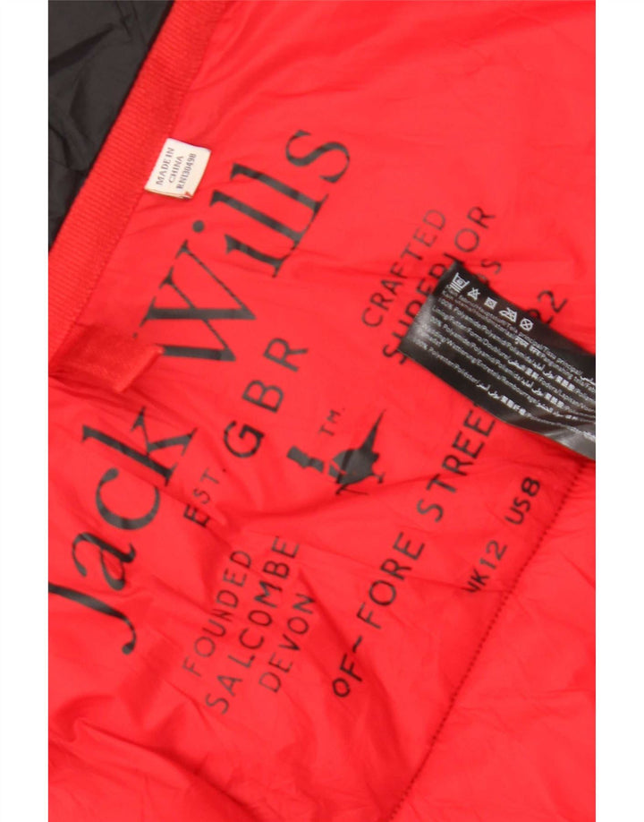 Jaqueta feminina acolchoada com capuz Jack Wills UK 12 poliamida preta média