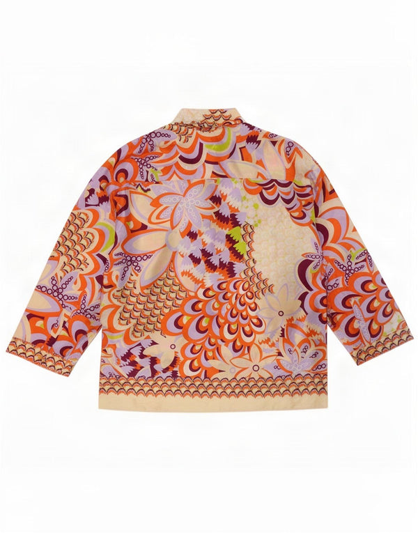 Blusa feminina Zara Longline Oversized UK 6 XS floral multicolorido