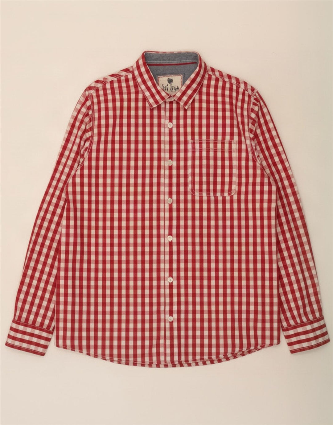 Camisa masculina Fat Face XL algodão guingão vermelho