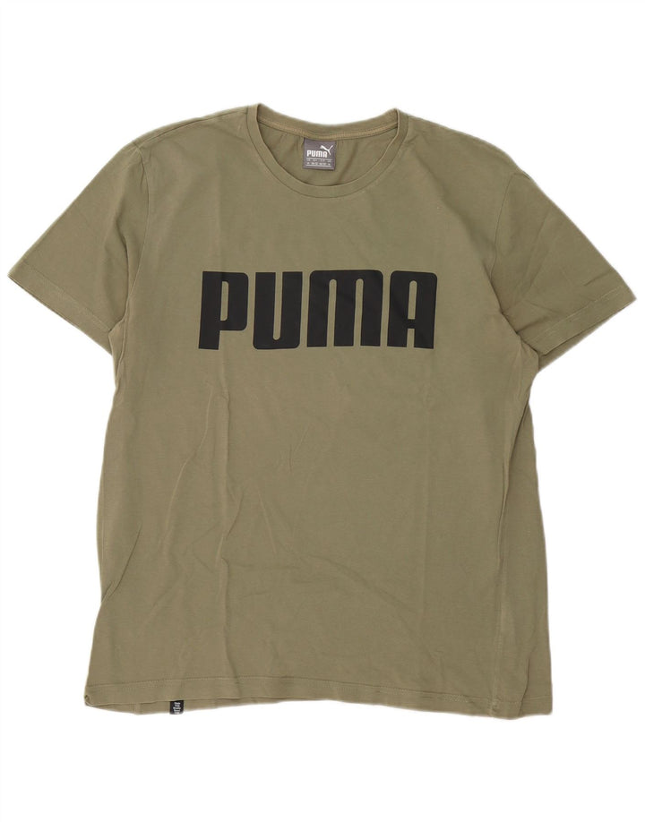 Puma Mens Graphic T-Shirt Top Médio Algodão Cáqui