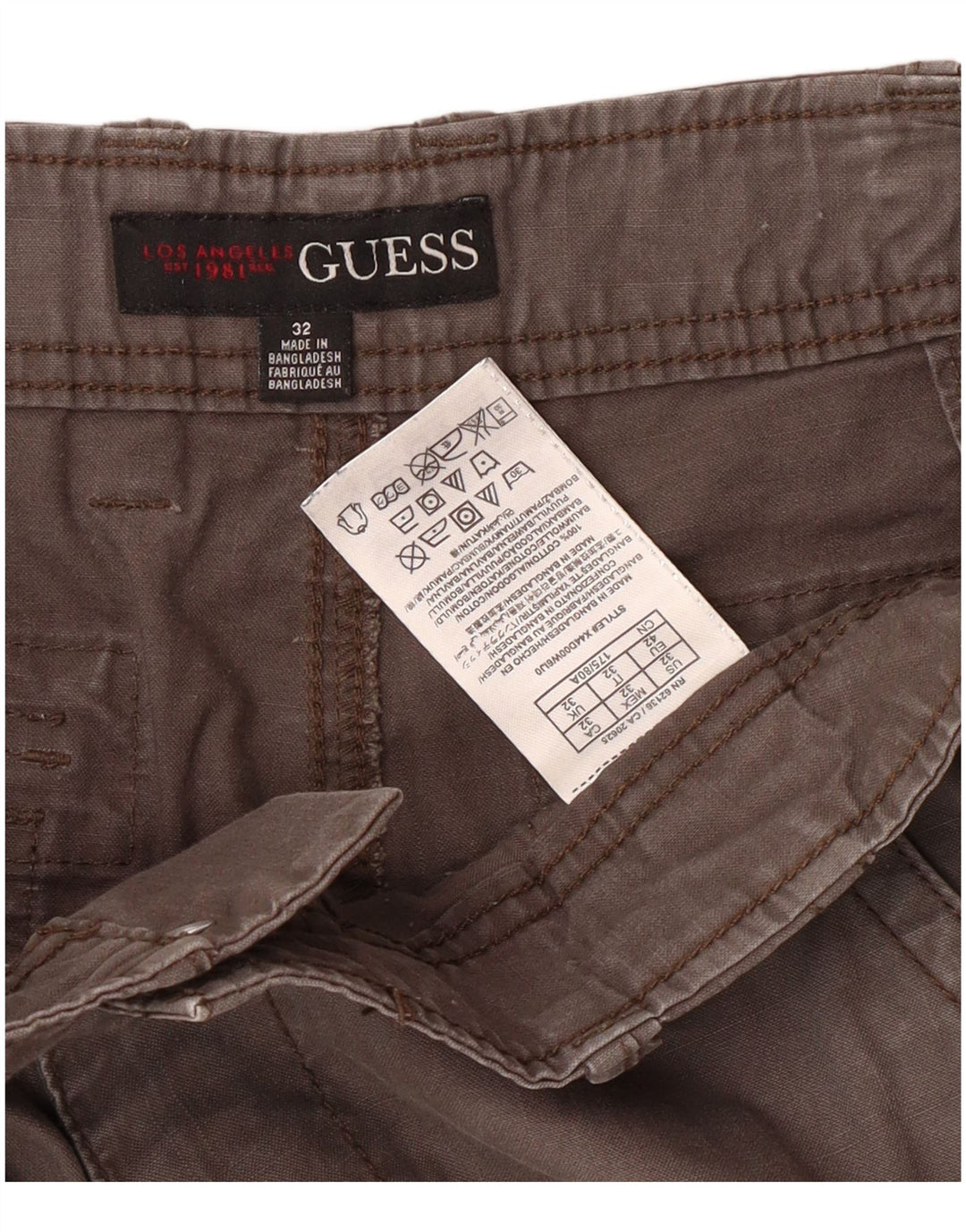Guess Mens Cargo Shorts W32 Algodão Cinza Médio