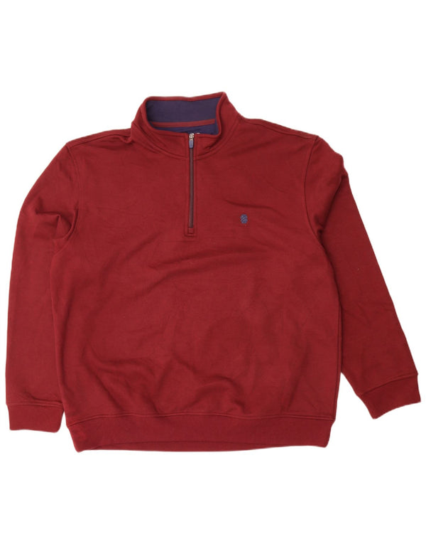 Suéter masculino Izod com zíper e gola XL em poliéster marrom