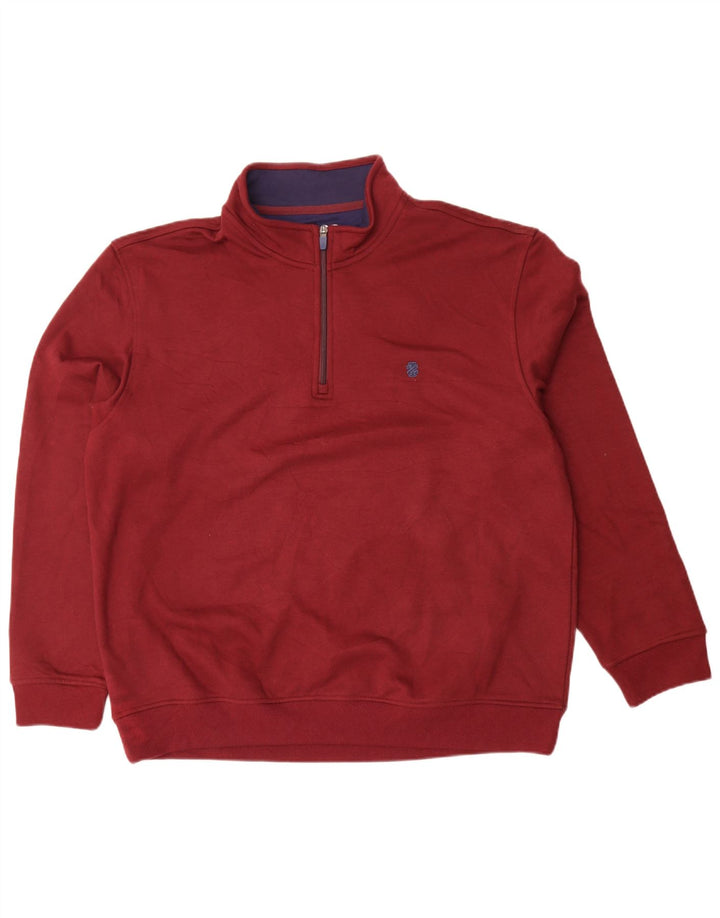 Suéter masculino Izod com zíper e gola XL em poliéster marrom