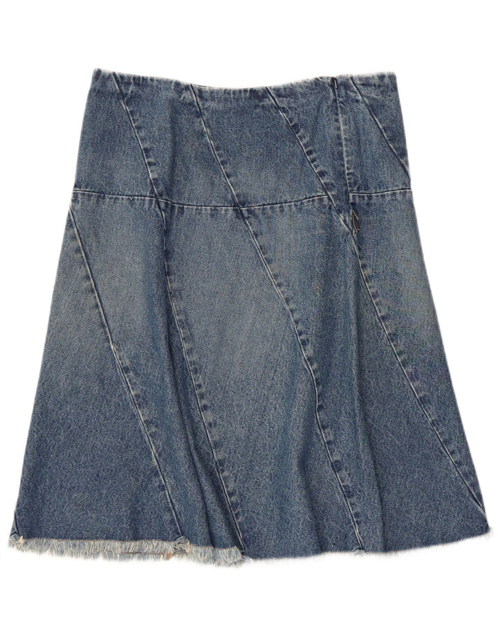 Saia jeans feminina Nautica EUA 6 médio W30 algodão azul