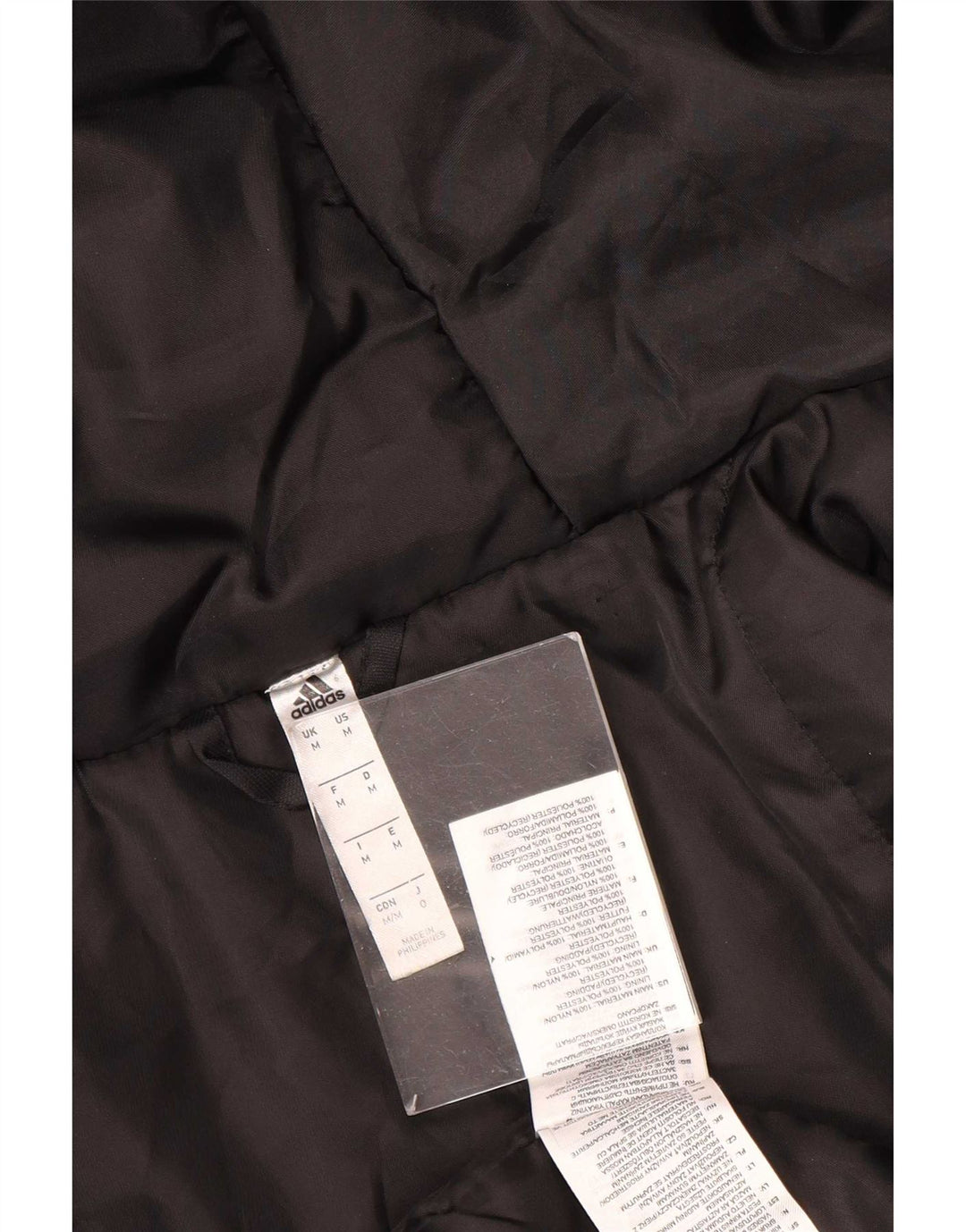 Casaco acolchoado com capuz masculino Adidas UK 38 poliéster preto médio