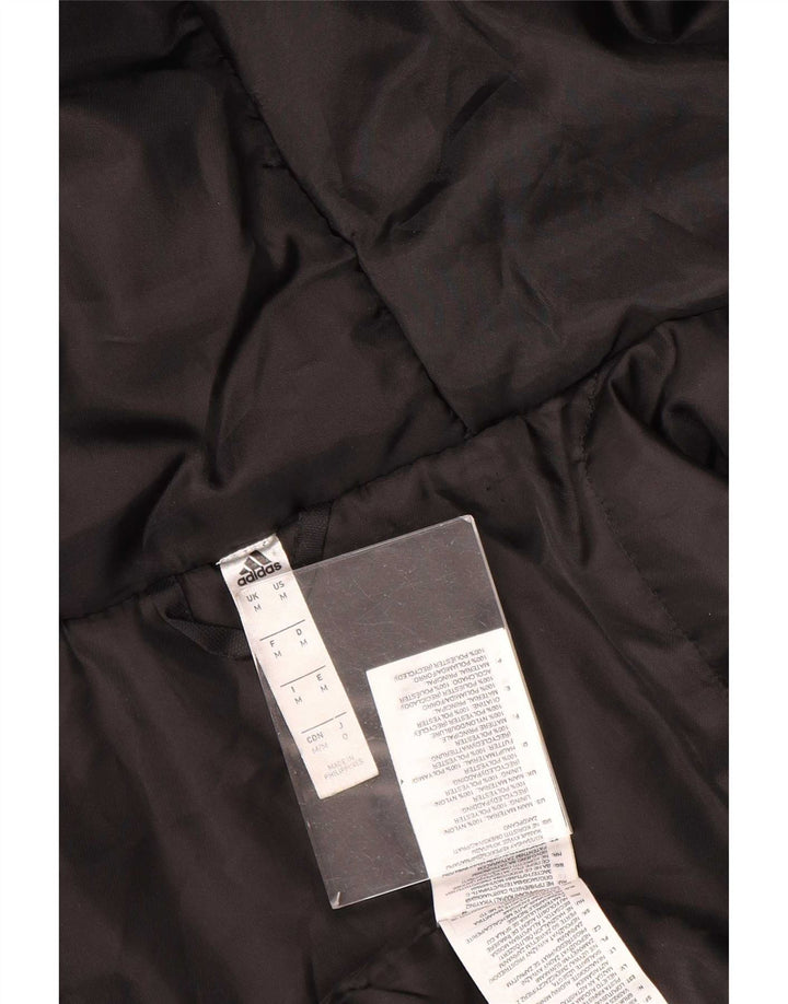 Casaco acolchoado com capuz masculino Adidas UK 38 poliéster preto médio