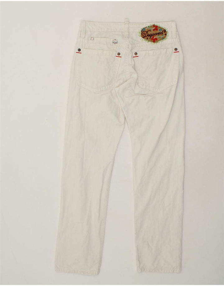 DSQUARED2 Womens Straight Casual Trousers IT 46 Large W32 L30 White Cotton Vintage Dsquared2 and Second-Hand Dsquared2 from Messina Hembry 