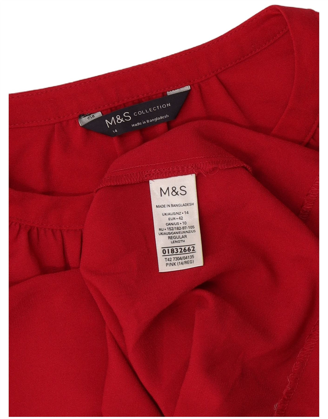 Vestido feminino Marks & Spencer manga 3/4, Reino Unido 14, grande, rosa, poliéster