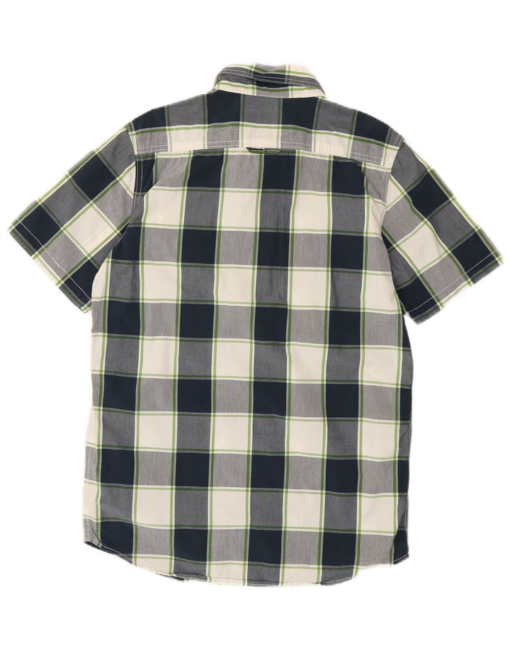 Camisa masculina Superdry de manga curta grande algodão xadrez azul marinho