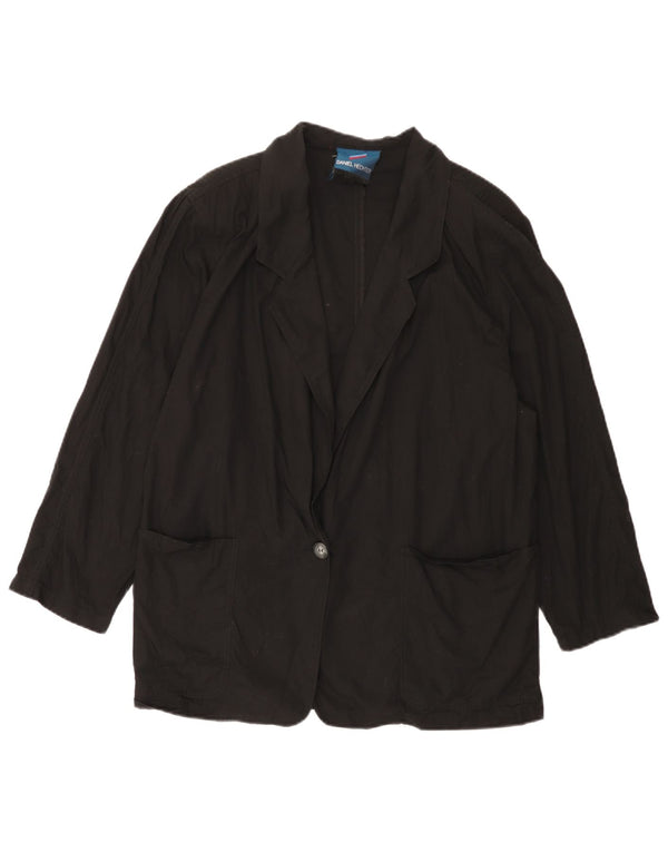 Jaqueta blazer feminina Daniel Hechter com 1 botão IT 48 XL algodão preto