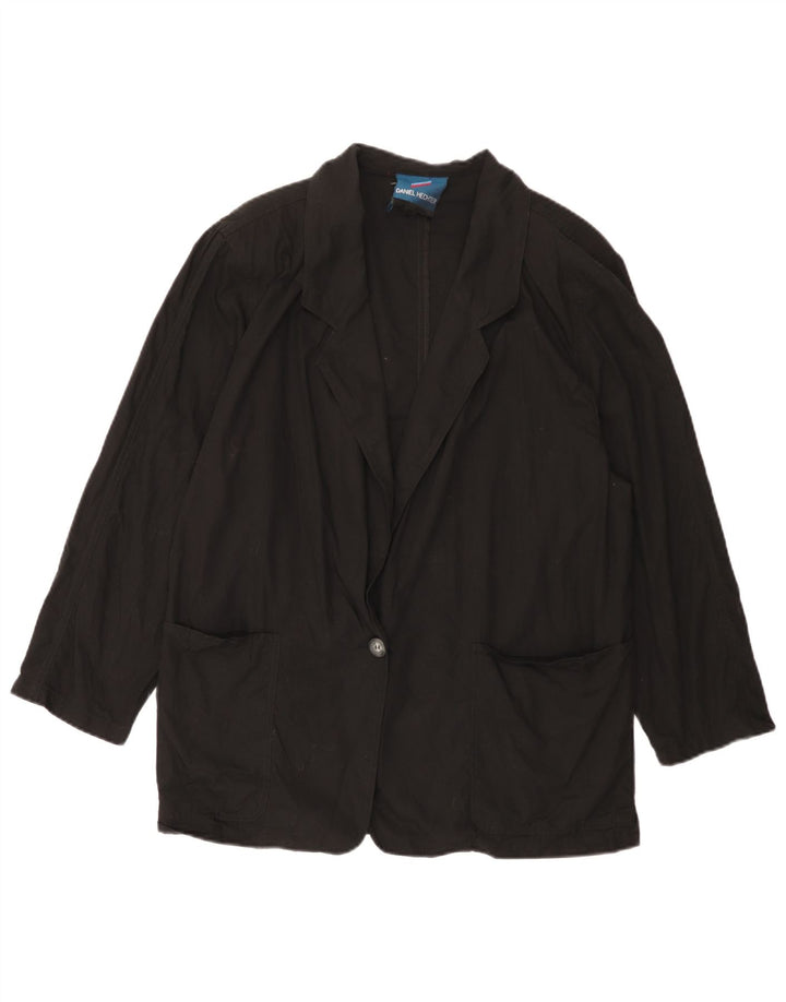 Jaqueta blazer feminina Daniel Hechter com 1 botão IT 48 XL algodão preto