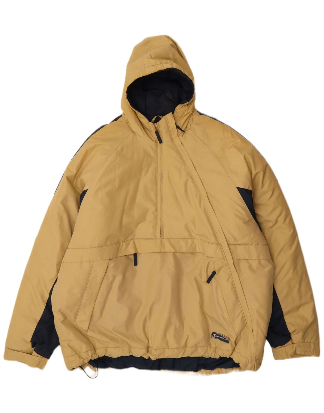 Jaqueta masculina acolchoada com capuz Champion UK 42 XL bege Colourblock