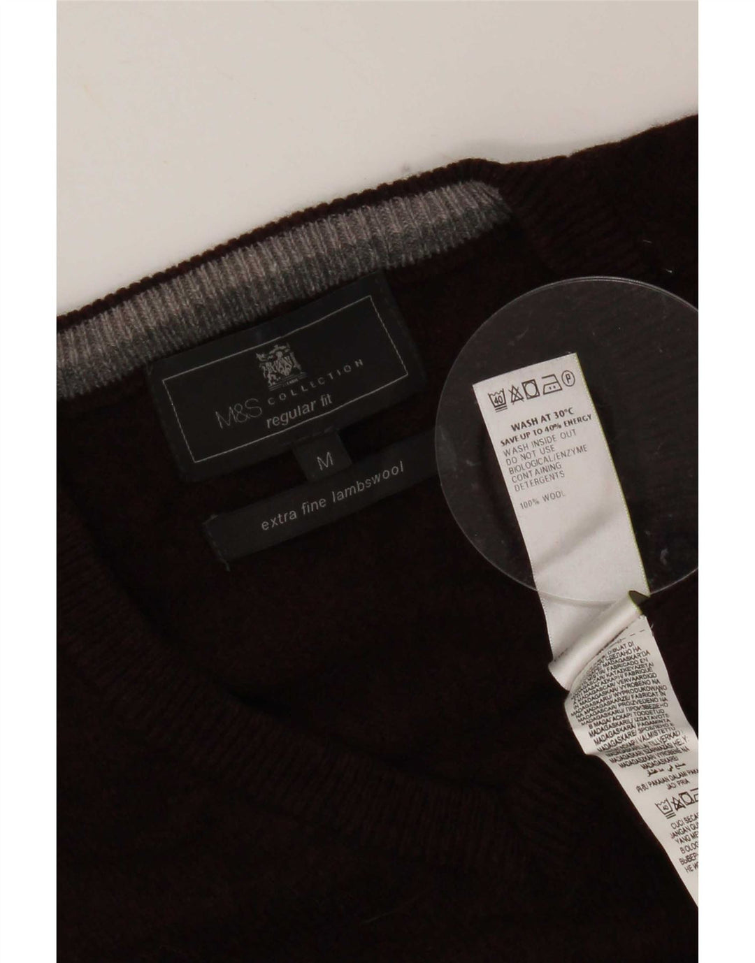 Regata masculina Marks & Spencer de ajuste regular com colete médio de lã cor de vinho