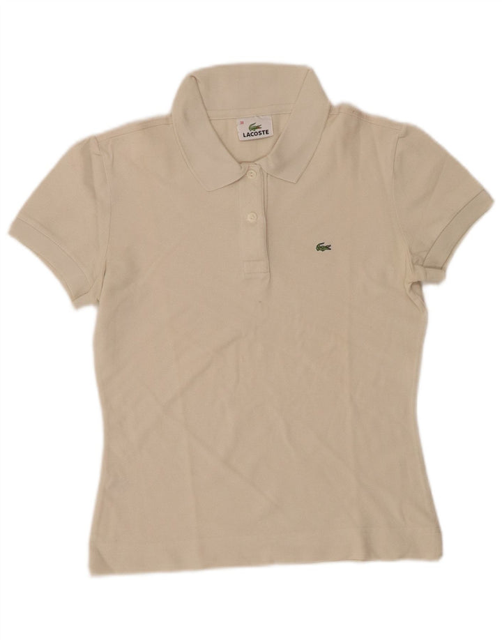 Camisa polo feminina LACOSTE tamanho 38 algodão branco médio