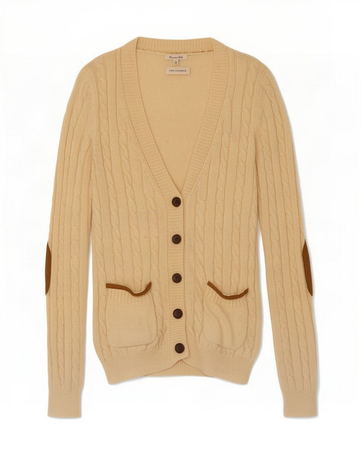 Suéter cardigã feminino Massimo Dutti Reino Unido 14 grande lã bege