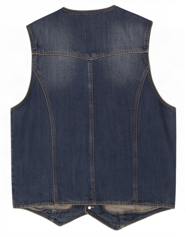 Colete jeans masculino vintage IT 52 grande algodão azul