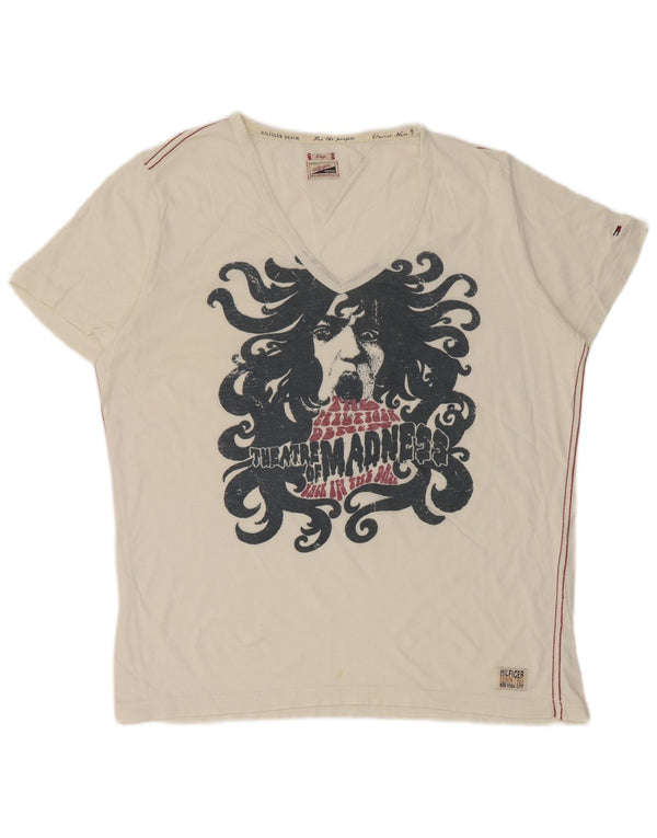 Tommy Hilfiger Camiseta feminina gráfica Top UK 16 Grande Branco