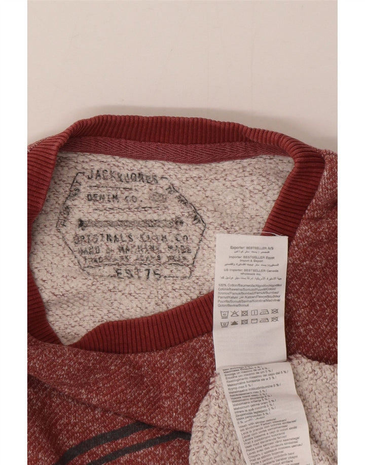 Jack & Jones moletom gráfico masculino jumper médio algodão manchado cor de vinho