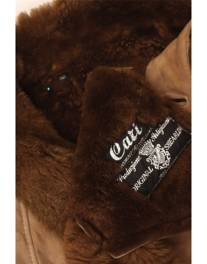 Sobretudo masculino vintage de shearling IT 48 bege médio