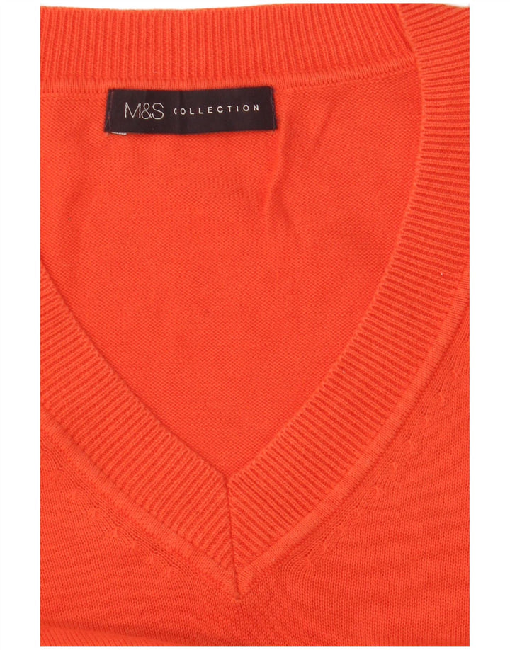 Suéter feminino Marks & Spencer com decote em V Reino Unido 14 médio vermelho