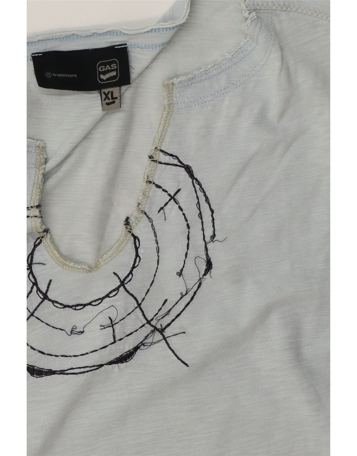 Camiseta gráfica masculina GAS XL azul manchada