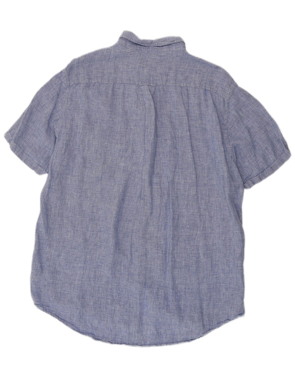 GANT Camisa masculina de manga curta de ajuste regular tamanho 45/46 2XL azul Houndstooth