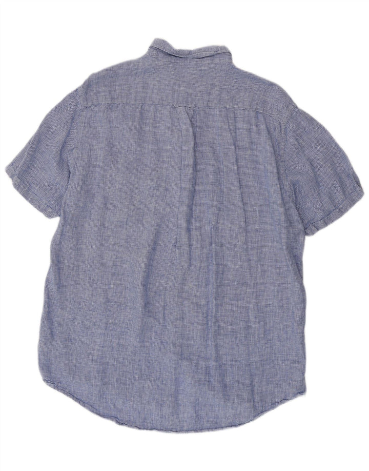 GANT Camisa masculina de manga curta de ajuste regular tamanho 45/46 2XL azul Houndstooth