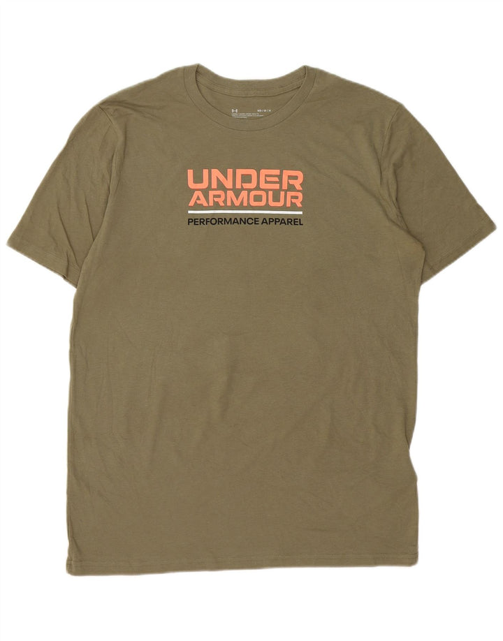 Camiseta gráfica masculina UNDER ARMOUR de algodão cáqui médio