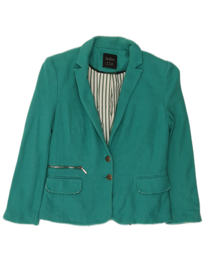 Zara Jaqueta Blazer Feminina Crop 2 Botões Reino Unido 10 Pequeno Azul
