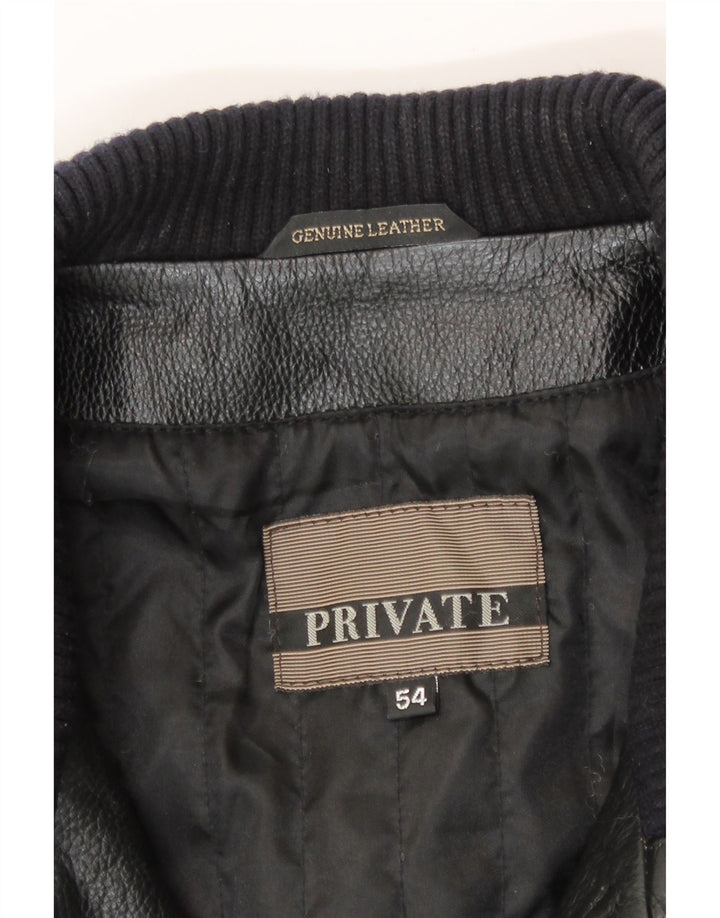 Jaqueta de couro masculina privada IT 54 2XL couro preto