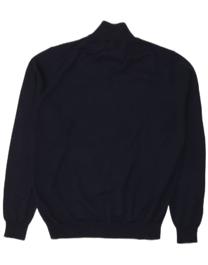 Suéter masculino Marks & Spencer com zíper e gola alta acrílico azul marinho médio