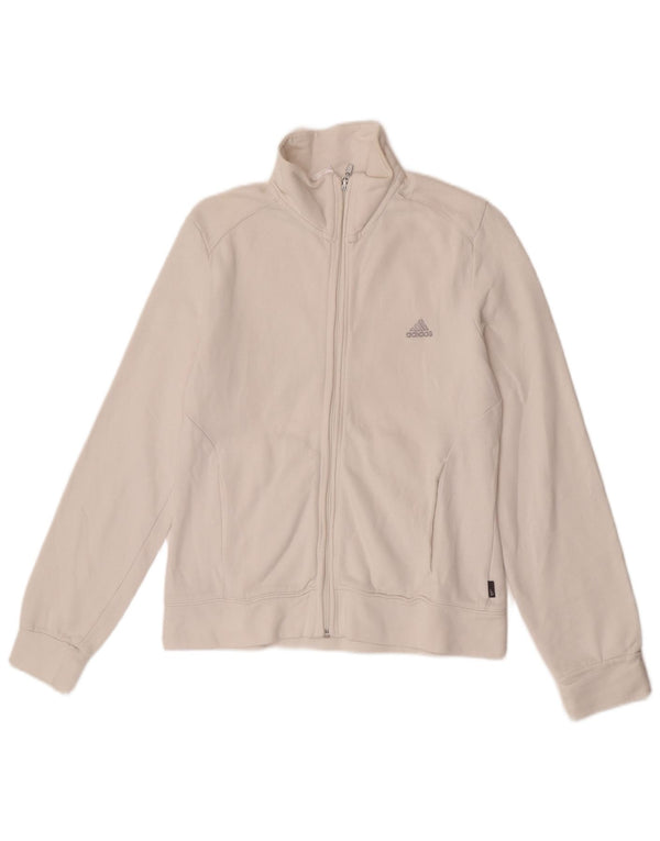 Adidas Womens Tracksuit Top Jacket UK 12 Médio Algodão Branco